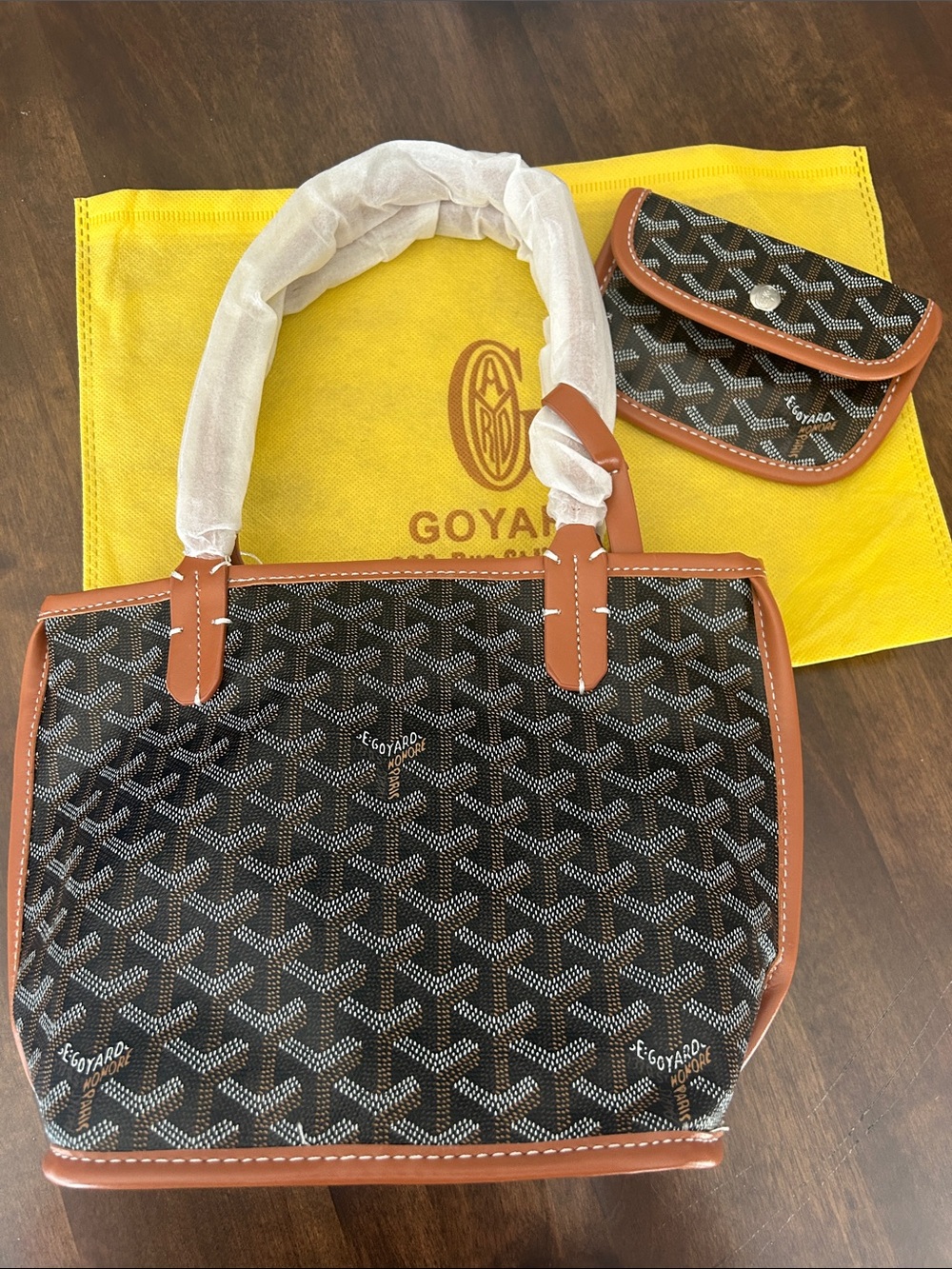 Inspired -Style Black & Brown Patterned Tote Bag